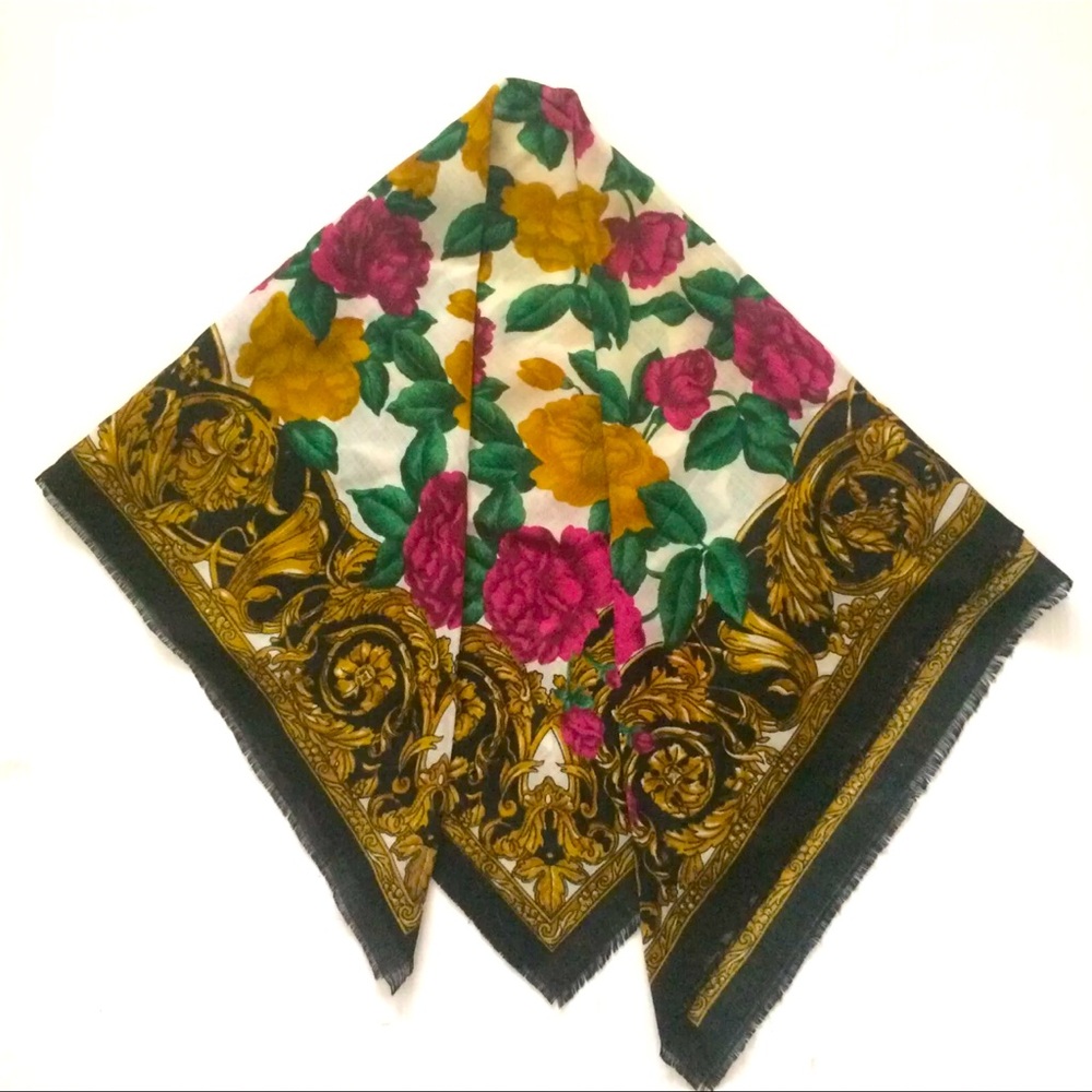 Semi Sheer Scarf Flower Soft Lightweight Headwrap Multicolour Made In Japan